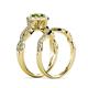 7 - Susan Prima Peridot and Diamond Halo Bridal Set Ring 