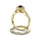 6 - Susan Prima Red Garnet and Diamond Halo Bridal Set Ring 