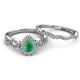 5 - Susan Prima Emerald and Diamond Halo Bridal Set Ring 
