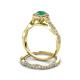 6 - Susan Prima Emerald and Diamond Halo Bridal Set Ring 