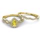 5 - Susan Prima Yellow Sapphire and Diamond Halo Bridal Set Ring 