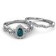 5 - Susan Prima London Blue Topaz and Diamond Halo Bridal Set Ring 