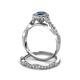 6 - Susan Prima London Blue Topaz and Diamond Halo Bridal Set Ring 