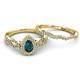 5 - Susan Prima London Blue Topaz and Diamond Halo Bridal Set Ring 