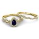 5 - Susan Prima Blue Sapphire and Diamond Halo Bridal Set Ring 