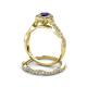 6 - Susan Prima Blue Sapphire and Diamond Halo Bridal Set Ring 