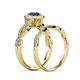 7 - Susan Prima Blue Sapphire and Diamond Halo Bridal Set Ring 