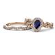 1 - Susan Prima Blue Sapphire and Diamond Halo Bridal Set Ring 