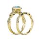 7 - Susan Prima Aquamarine and Diamond Halo Bridal Set Ring 