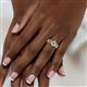 4 - Susan Prima Blue Topaz and Diamond Halo Bridal Set Ring 