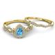 5 - Susan Prima Blue Topaz and Diamond Halo Bridal Set Ring 