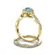 6 - Susan Prima Blue Topaz and Diamond Halo Bridal Set Ring 