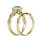 7 - Susan Prima Blue Topaz and Diamond Halo Bridal Set Ring 