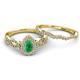 5 - Susan Prima Emerald and Diamond Halo Bridal Set Ring 