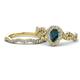 1 - Susan Prima London Blue Topaz and Diamond Halo Bridal Set Ring 