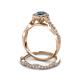 6 - Susan Prima London Blue Topaz and Diamond Halo Bridal Set Ring 