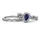 1 - Susan Prima Blue Sapphire and Diamond Halo Bridal Set Ring 