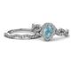 1 - Susan Prima Aquamarine and Diamond Halo Bridal Set Ring 