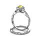 6 - Susan Prima Yellow Sapphire and Diamond Halo Bridal Set Ring 