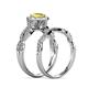7 - Susan Prima Yellow Sapphire and Diamond Halo Bridal Set Ring 