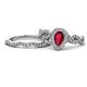 1 - Susan Prima Ruby and Diamond Halo Bridal Set Ring 