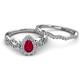 5 - Susan Prima Ruby and Diamond Halo Bridal Set Ring 