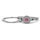 1 - Iliana Prima Rhodolite Garnet and Diamond Halo Bridal Set Ring 