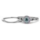 1 - Iliana Prima Blue and White Diamond Halo Bridal Set Ring 