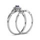 6 - Iliana Prima Blue Sapphire and Diamond Halo Bridal Set Ring 