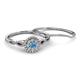 4 - Iliana Prima Blue Topaz and Diamond Halo Bridal Set Ring 