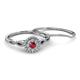 4 - Iliana Prima Ruby and Diamond Halo Bridal Set Ring 
