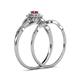 6 - Iliana Prima Ruby and Diamond Halo Bridal Set Ring 