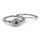 4 - Iliana Prima London Blue Topaz and Diamond Halo Bridal Set Ring 