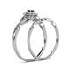 5 - Iliana Prima Blue and White Diamond Halo Bridal Set Ring 
