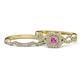 1 - Eyana Prima Pink Sapphire and Diamond Double Halo Bridal Set Ring 