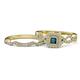 1 - Eyana Prima London Blue Topaz and Diamond Double Halo Bridal Set Ring 