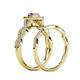6 - Eyana Prima Pink Sapphire and Diamond Double Halo Bridal Set Ring 