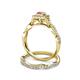 5 - Eyana Prima Pink Tourmaline and Diamond Double Halo Bridal Set Ring 
