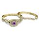 4 - Eyana Prima Amethyst and Diamond Double Halo Bridal Set Ring 