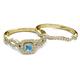 4 - Eyana Prima Blue Topaz and Diamond Double Halo Bridal Set Ring 