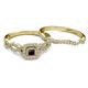 4 - Eyana Prima Red Garnet and Diamond Double Halo Bridal Set Ring 