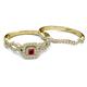 4 - Eyana Prima Ruby and Diamond Double Halo Bridal Set Ring 