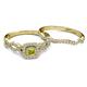 4 - Eyana Prima Yellow and White Diamond Double Halo Bridal Set Ring 