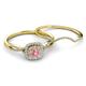 4 - Yesenia Prima Pink Tourmaline and Diamond Halo Bridal Set Ring 