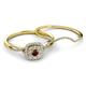 4 - Yesenia Prima Red Garnet and Diamond Halo Bridal Set Ring 