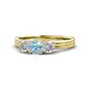 1 - Alyssa 0.92 ctw (5.50 mm) Round Aquamarine and Lab Grown Diamond Three Stone Engagement Ring 