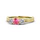 1 - Alyssa 0.92 ctw (5.50 mm) Round Pink Tourmaline and Lab Grown Diamond Three Stone Engagement Ring 