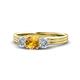 1 - Alyssa 0.92 ctw (5.50 mm) Round Citrine and Lab Grown Diamond Three Stone Engagement Ring 
