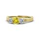 1 - Alyssa 0.93 ctw (5.50 mm) Round Yellow Diamond and Lab Grown Diamond Three Stone Engagement Ring 