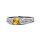 1 - Alyssa 0.92 ctw (5.50 mm) Round Citrine and Lab Grown Diamond Three Stone Engagement Ring 